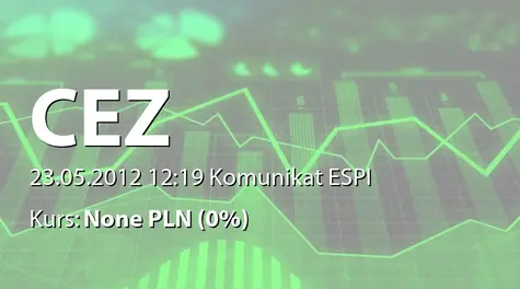 ČEZ, a.s.: WZA - zwołanie obrad: podział zysku, zmiany w RN - korekta tlumaczenie informacji (2012-05-23)