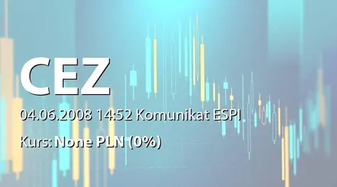 ČEZ, a.s.: Złożenie oferty w przetargu publicznym na prywatyzację tureckiej sieci dystrybucyjnej (2008-06-04)