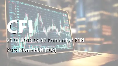 CFI Holding spółka akcyjna: Informacje przekazane do publicznej wiadomości w 2009 r. (2010-03-25)