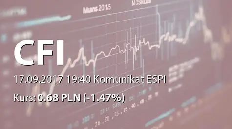 CFI Holding spółka akcyjna: Korekta raportu ESPI 40/2017 (2017-09-17)