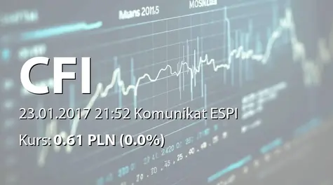 CFI Holding spółka akcyjna: Korekta raportu ESPI 5/2017 (2017-01-23)