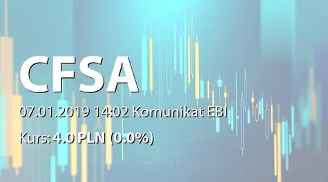 Centrum Finansowe S.A.: NWZ - podjÄte uchwały: zmiany w statucie (2019-01-07)