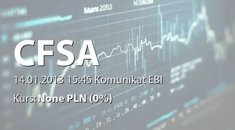 Centrum Finansowe S.A.: Raport miesięczny za grudzień 2012 r. (2013-01-14)