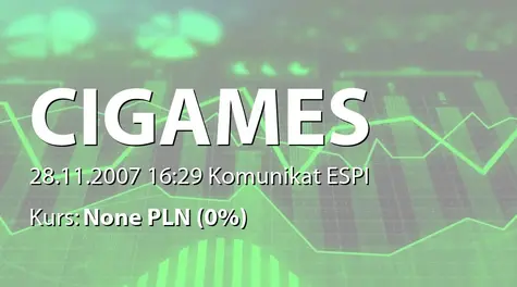 CI Games Spółka Europejska: Dopuszczenie akcji serii A, B i C oraz PDA serii C do obrotu (2007-11-28)