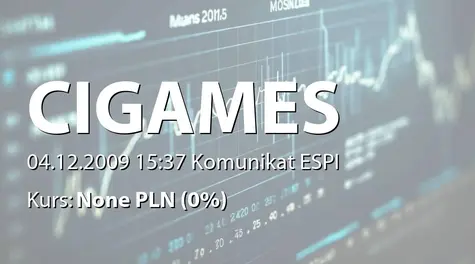 CI Games Spółka Europejska: Zestawienie transakcji animatora (2009-12-04)