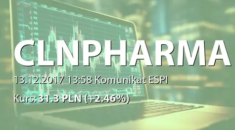 Celon Pharma S.A.: Umowa z NCBR o dofinansowanie projektu (2017-12-13)