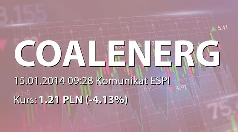 Coal Energy S.A.: December FY2014 production update (2014-01-15)