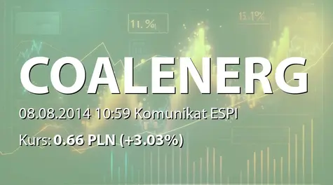 Coal Energy S.A.: Output results starting July 2014 (2014-08-08)