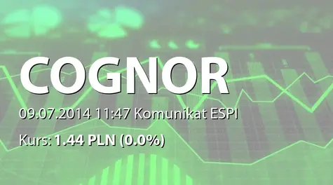 Cognor Holding S.A.: Rejestracja w KRS połączenia z Cognor Finanse sp. z o.o. (2014-07-09)