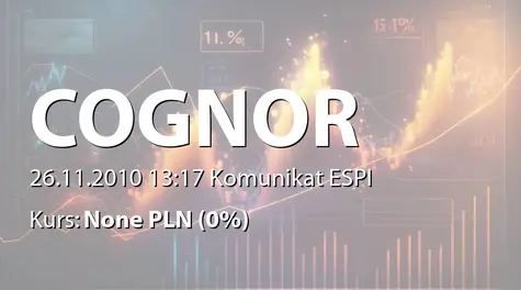 Cognor Holding S.A.: WZA - podjęte uchwały po przerwie: zgoda na sprzedaż przedsiębiorstwa lub zorganizowanej części przedsiębiorstwa (2010-11-26)