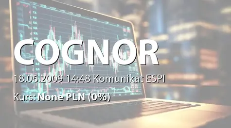 Cognor Holding S.A.: WZA - projekty uchwał: podział zysku, połączenie z Cognor Górnośląski sp. z o.o. (2009-06-18)