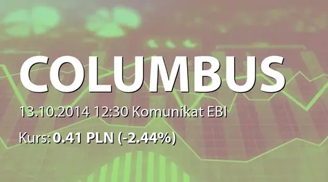 Columbus Energy S.A.: Podpisanie 14 umów sprzedażowych przez spółkę zależną - 627 tys. PLN (2014-10-13)