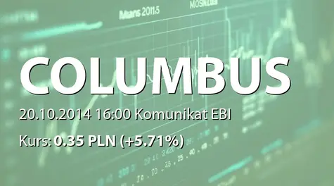 Columbus Energy S.A.: Podpisanie 14 umów sprzedażowych przez spółkę zależną - 724 tys. PLN (2014-10-20)