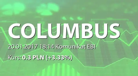 Columbus Energy S.A.: Raport za grudzieĹ 2016 (2017-01-20)