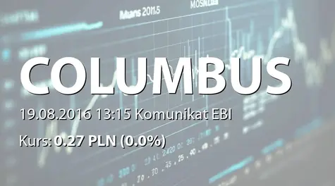 Columbus Energy S.A.: Raport za lipiec 2016 (2016-08-19)