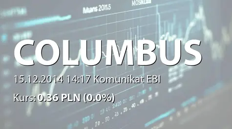 Columbus Energy S.A.:  zapłata za objęte akcje w spółce zależnej (2014-12-15)