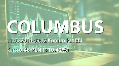 Columbus Energy S.A.: Zawarcie z akcjonariuszem Dorotą Denis - Brewczyńską umowy lock up (2014-03-11)