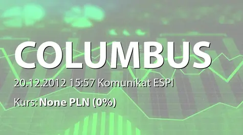 Columbus Energy S.A.: Zawiadomienie w trybie art. 160 Ustawy o obrocie dotyczące transakcji zawartych przez osobę wchodzącą w skład organu zarządzającego Emitenta  (2012-12-20)