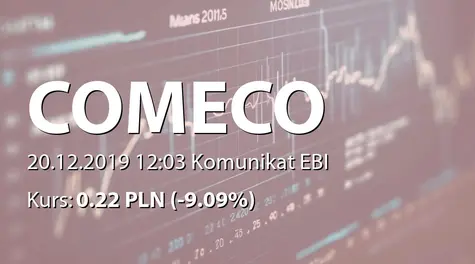 COMECO S.A.: Korekta raportu EBI 17/2019 (2019-12-20)