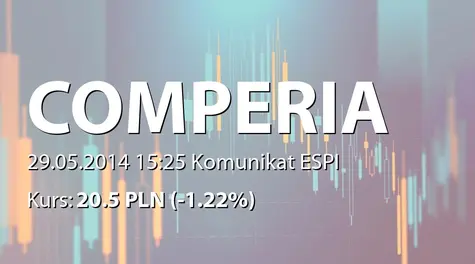 Comperia.pl S.A.: WZA - projekty uchwał: podział zysku za rok 2013, zmiany w składzie RN, zamiana akcji imiennych na zwykłe, zmiany w statucie (2014-05-29)