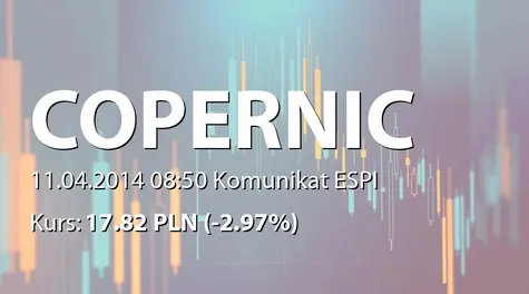 Copernicus Securities S.A. w upadłości: Dojście do skutku emisji obligacji na okaziciela serii A i dokonanie ich przydziału (2014-04-11)