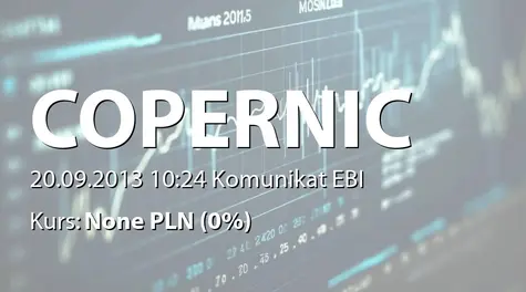 Copernicus Securities S.A. w upadłości: Komunikat ZarzÄdu ws. nałoĹźenia na Copernicus Capital TFI SA kary przez KNF (2013-09-20)