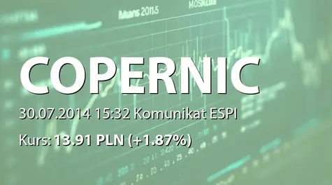 Copernicus Securities S.A. w upadłości: Podjęcie działań w przedmiocie podwyższenia kapitału Copernicus Capital TFI SA (2014-07-30)