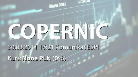 Copernicus Securities S.A. w upadłości: Treśc uchwał podjetcch na NWZ w dniu 30.03.2011 (2011-03-30)