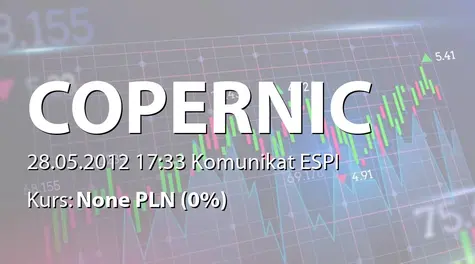 Copernicus Securities S.A. w upadłości: WZA - podjęte uchwały: wypłata dywidendy - 3 zł, wybór RN, zmiany statutu (2012-05-28)