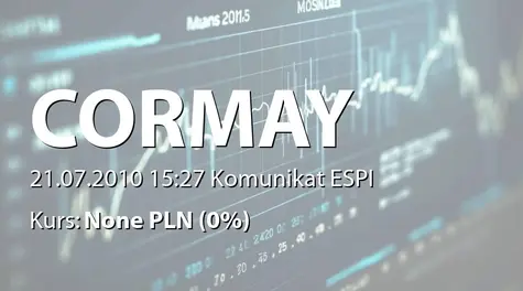 PZ Cormay S.A.: Rejestracja podwyższenia kapitału oraz zmian statutu w KRS (2010-07-21)