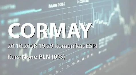 PZ Cormay S.A.: Rejestracja podwyższenia kapitału w KRS (2008-10-20)