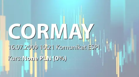 PZ Cormay S.A.: Skonsolidowane przychody w I połowie 2009 r. (2009-07-16)