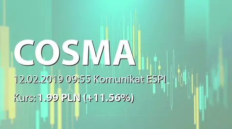 Cosma S.A.: Umowa ramowa z siecią Drogerie Natura (2019-02-12)