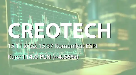 Creotech Instruments S.A.: NWZ (13:00) - projekty uchwał: zmiany w RN (2022-11-15)