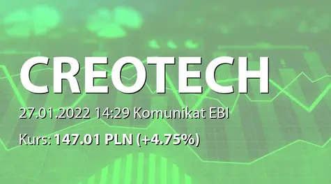 Creotech Instruments S.A.: Terminy przekazywania raportów okresowych w 2022 roku (2022-01-27)