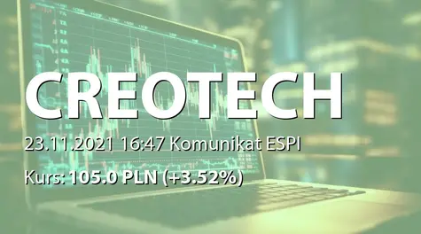 Creotech Instruments S.A.: Umowy na realizację projektu dla  Polskiej Agencji Kosmicznej (2021-11-23)