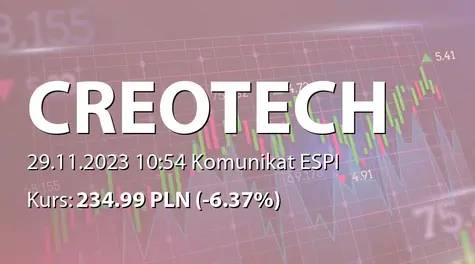 Creotech Instruments S.A.: Warunkowa rejestracja akcji serii J w KDPW (2023-11-29)