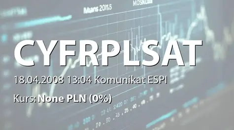 Cyfrowy Polsat S.A.: Przystąpienie do systemu ESPI - korekta raportu nr 1/2008 (2008-04-18)