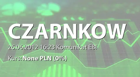 Browar Czarnków S.A.: Postanowienie sądu o wpisie do KRS podwyższenia kapitału oraz zmianę w statucie  (2012-06-26)