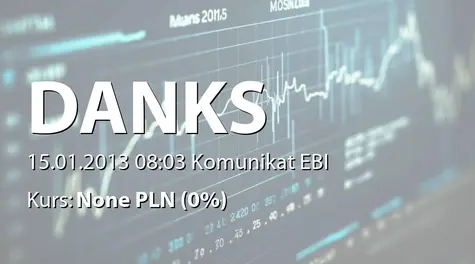 Danks Europejskie Centrum Doradztwa Podatkowego S.A.: Korekta prognozy wyników finansowych na rok 2012 i 2013 (2013-01-15)