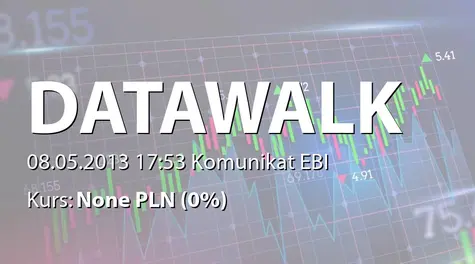 DataWalk S.A.: Rejestracja podwyższenia kapitału zakładowego w drodze emisji akcji serii E w KRS (2013-05-08)