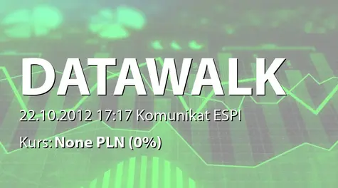 DataWalk S.A.: Zawiadomienie z art. 69 Ustawy o ofercie publicznej - przekroczenie powyżej 5% w ogólnej liczbie głosów na Walnym Zgromadzeniu Spółki (2012-10-22)