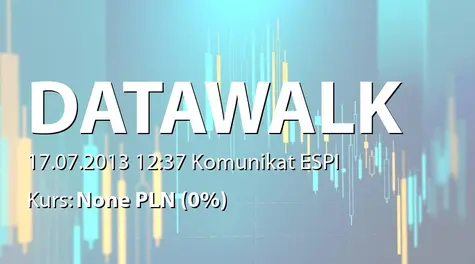 DataWalk S.A.: Zawiadomienie z art. 69 Ustawy o ofercie publicznej - zmiana dotychczas posiadanego udziału poniżej progu 5% ogólnej liczby głosów na Walnym Zgromadzeniu Spółki (2013-07-17)