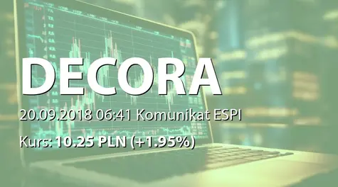 Decora S.A.: Zmiana terminu przekazania SA-QSr 3 2018 (2018-09-20)