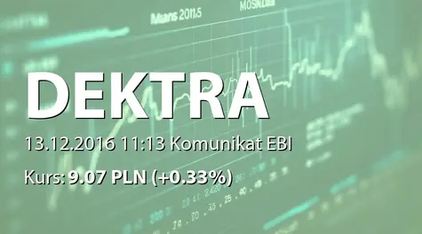 Dektra S.A.: Terminy przekazywania raportĂłw w 2017 roku (2016-12-13)