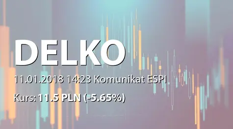 Delko S.A.: Terminy przekazywania raportów w 2018 roku (2018-01-11)