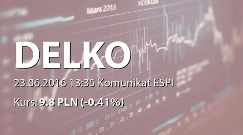 Delko S.A.: Wypłata dywidendy - 0,29 PLN (2016-06-23)