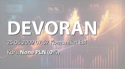 Devo Energy S.A.: WZA - podjęte uchwały: pokrycie straty, zmiany w RN, emisja akcji serii I, zmiana statutu (2009-06-25)