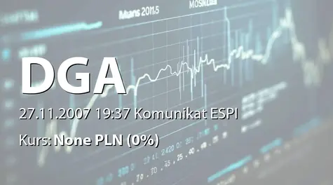 DGA S.A.: Przekroczenie progu 5\% ogólnej liczby głosów na WZ Emitenta przez Pana Romana Karkosika (2007-11-27)