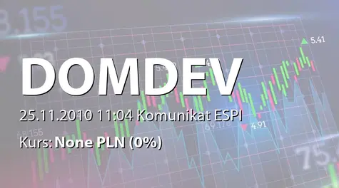 Dom Development S.A.: Przedwstępna umwa z Hochtief Development Poland sp. z o.o. dot. sprzedaży nieruchomości - 95 mln zł (2010-11-25)